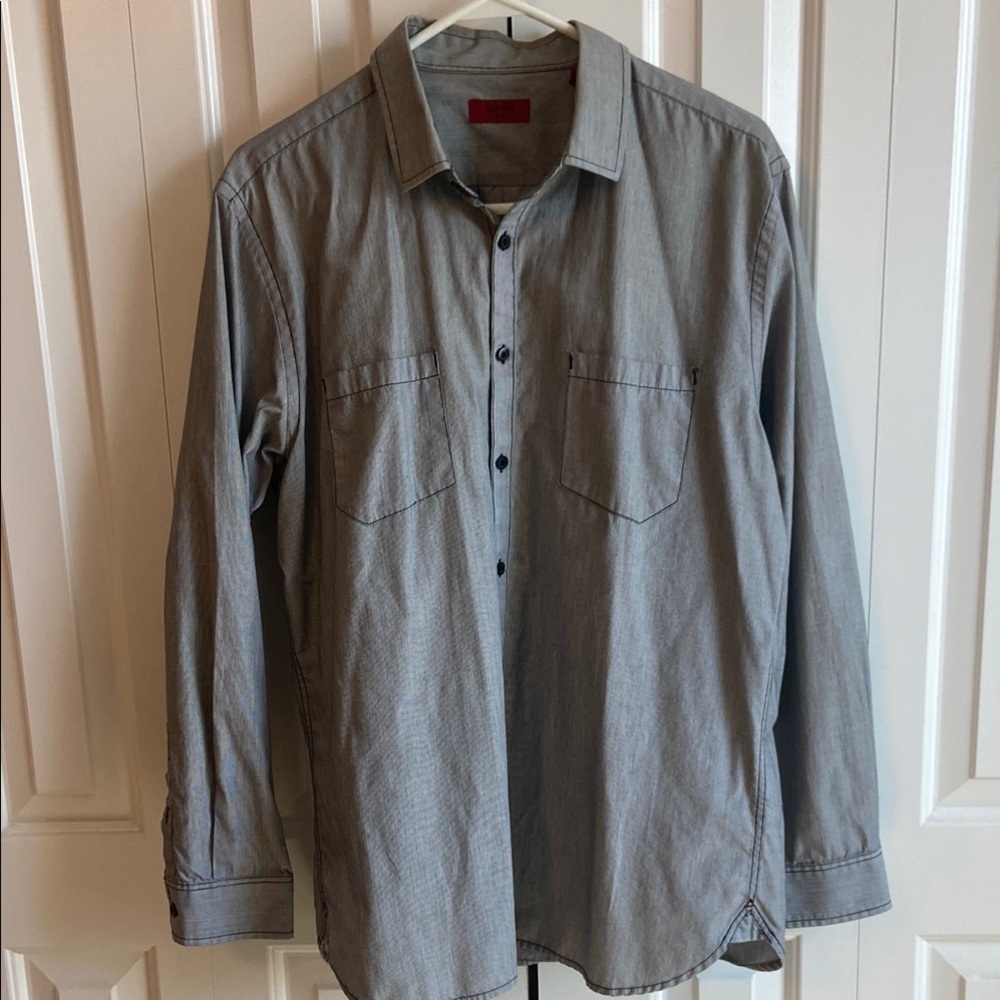Alfani Gray Casual Button Down Shirt